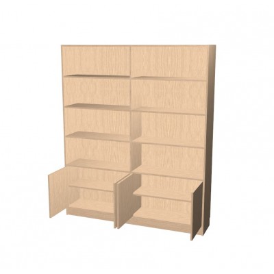 Bookshelf with 2 Sections 4 Doors 